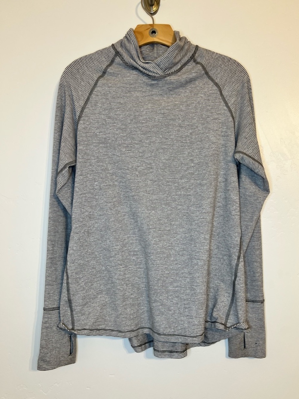 Lululemon warm your core long sleeve tee heathered grey and white stripe